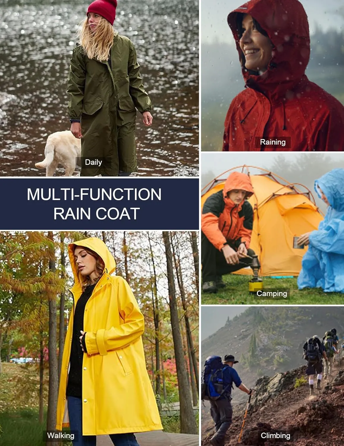 Zeagoo Womens Waterproof Raincoat Lightweight Rain Jacket Women Long Hooded Trench Coats Outdoor Windbreaker Travel Jacket