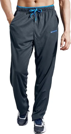 ZENGVEE Men's Sweatpants with Zipper Pockets Open Bottom Athletic Pants for Jogging Workout Gym Running Training