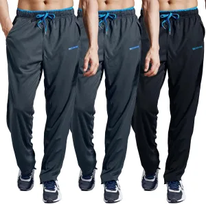 ZENGVEE Men's Sweatpants with Zipper Pockets Open Bottom Athletic Pants for Jogging Workout Gym Running Training