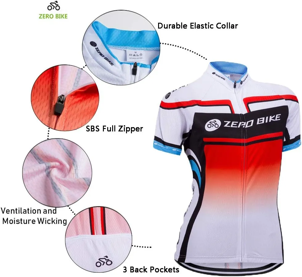 ZEROBIKE® Women's Short Sleeve Cycling Jersey Jacket Cycling Shirt Quick Dry Breathable Mountain Clothing Bike Top