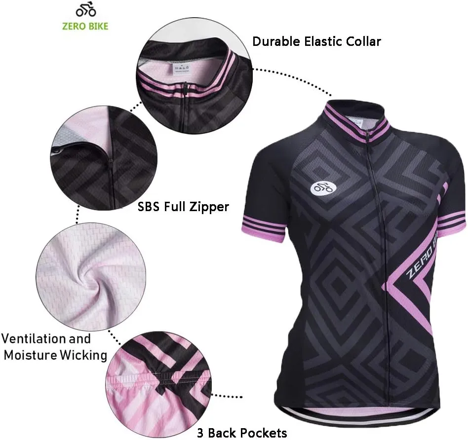 ZEROBIKE® Women's Short Sleeve Cycling Jersey Jacket Cycling Shirt Quick Dry Breathable Mountain Clothing Bike Top