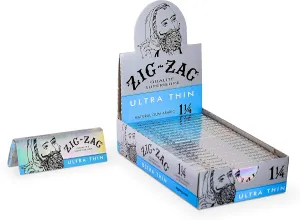 Zig Zag Ultra Thin Cigarette Rolling Papers, 1 1/4 Size (24 Booklets Retailers Box)