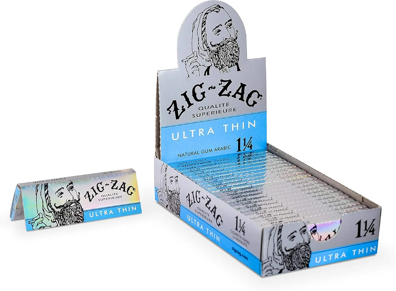 Zig Zag Ultra Thin Cigarette Rolling Papers, 1 1/4 Size (24 Booklets Retailers Box)