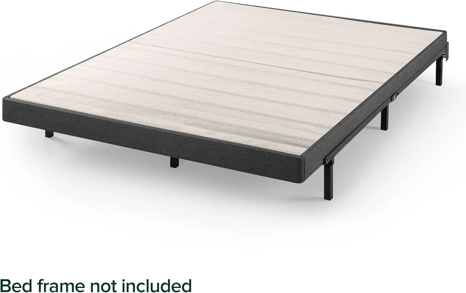 ZINUS Upholstered Metal and Wood Box Spring, 4 Inch Mattress Foundation, Easy Assembly, Fabric Paneled Design, Queen, Grey