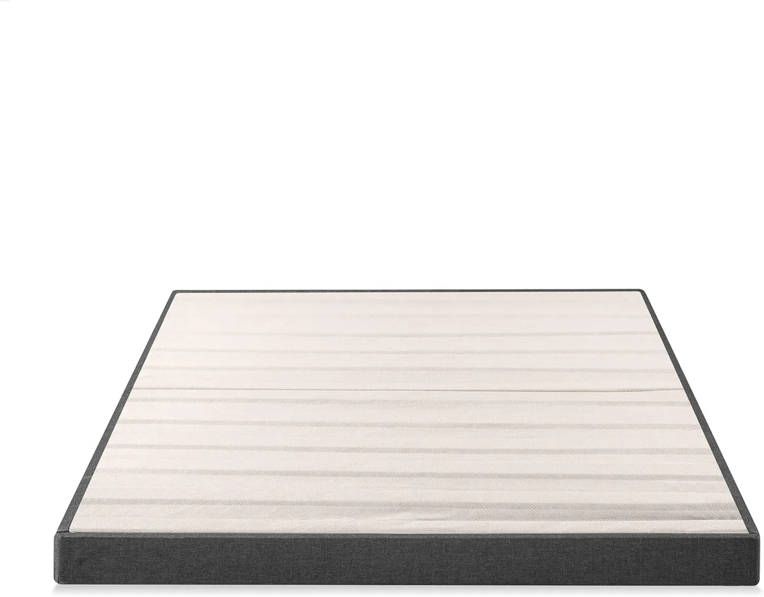 ZINUS Upholstered Metal and Wood Box Spring, 4 Inch Mattress Foundation, Easy Assembly, Fabric Paneled Design, Queen, Grey