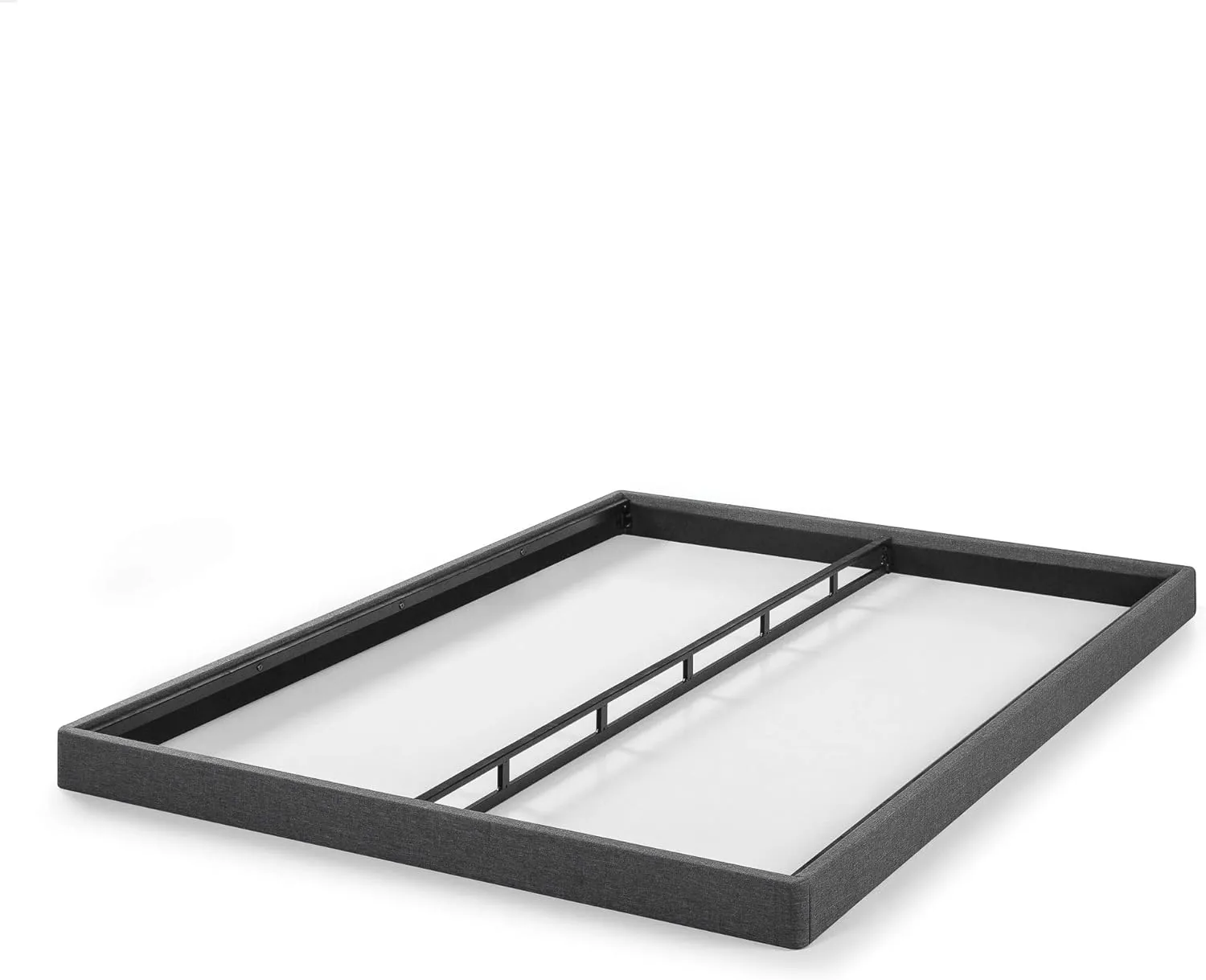 ZINUS Upholstered Metal and Wood Box Spring, 4 Inch Mattress Foundation, Easy Assembly, Fabric Paneled Design, Queen, Grey