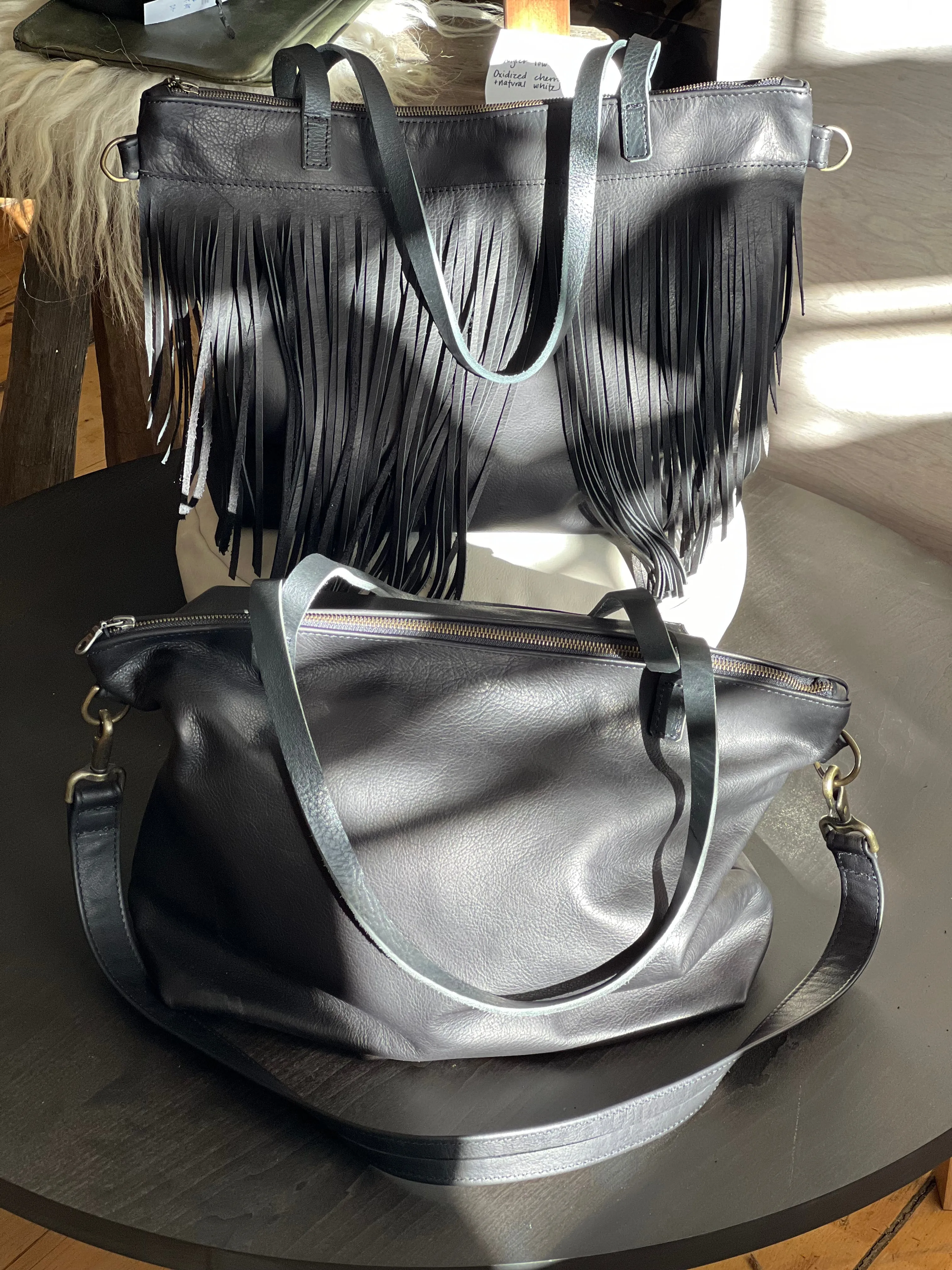 Zip tote with fringe