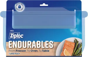 Ziploc Endurables Large Pouch, 8 Cups, Reusable Silicone Bags and Food Storage Meal Prep Containers for Freezer, Oven, and Microwave, Dishwasher Safe