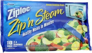 Ziploc Zip'N Steam Cooking Bags, Medium, 10-Count (Pack of 4)