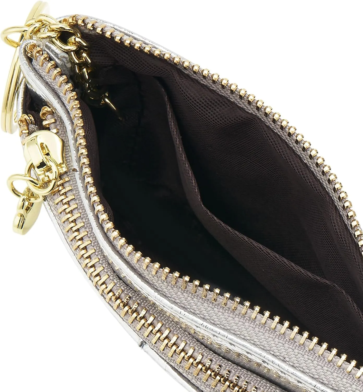 ZOOEASS Women Genuine Leather Zip Mini Coin Purse With Key Ring Triple Zipper Card Holder Wallet